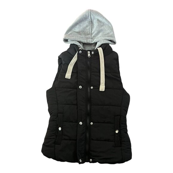 Love Tree Womens Vest Hoodie Puffer Style Quilted Black Size Medium - Picture 6 of 9